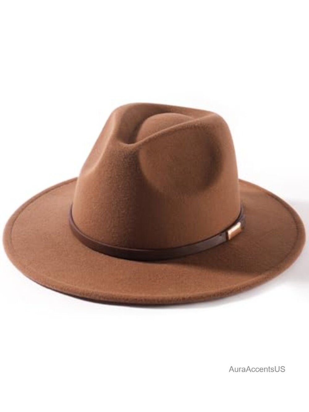 Felt Panama Fedora Hat Adjustable Wide Brim Dress Hat with Belt Buckle
